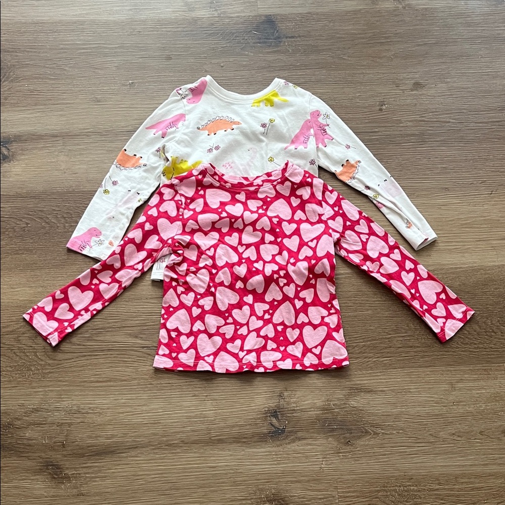 Old Navy Kids' White and Pink Long-sleeve Graphic Tees